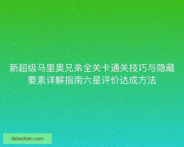 新超级马里奥兄弟全关卡通关技巧与隐藏要素详解指南六星评价达成方法 新超级马里奥兄弟全关卡通关技巧与隐藏要素详解指南六星评价达成方法