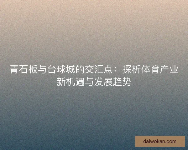 青石板与台球城的交汇点：探析体育产业新机遇与发展趋势